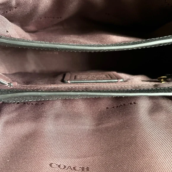 Coach Black Leather Shoulder Bag with Gold Accents - Picture 7 of 8